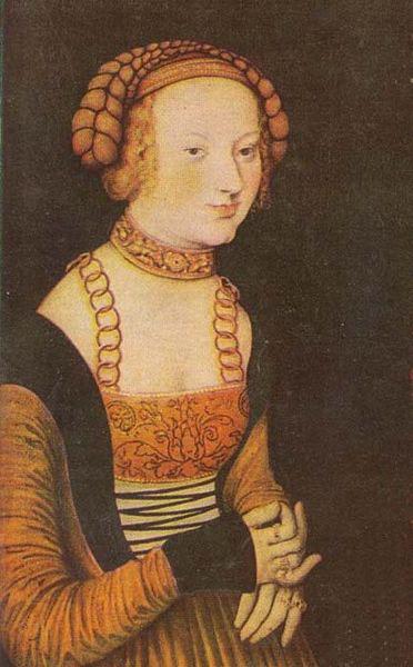 Lucas Cranach The Princesses Sibylla, Emilia and Sidonia of Saxony (Detail of portrait of Sidonia oil painting image